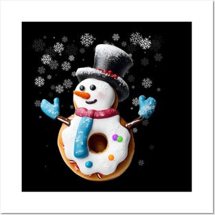 Funny Snowman Donuts Posters and Art